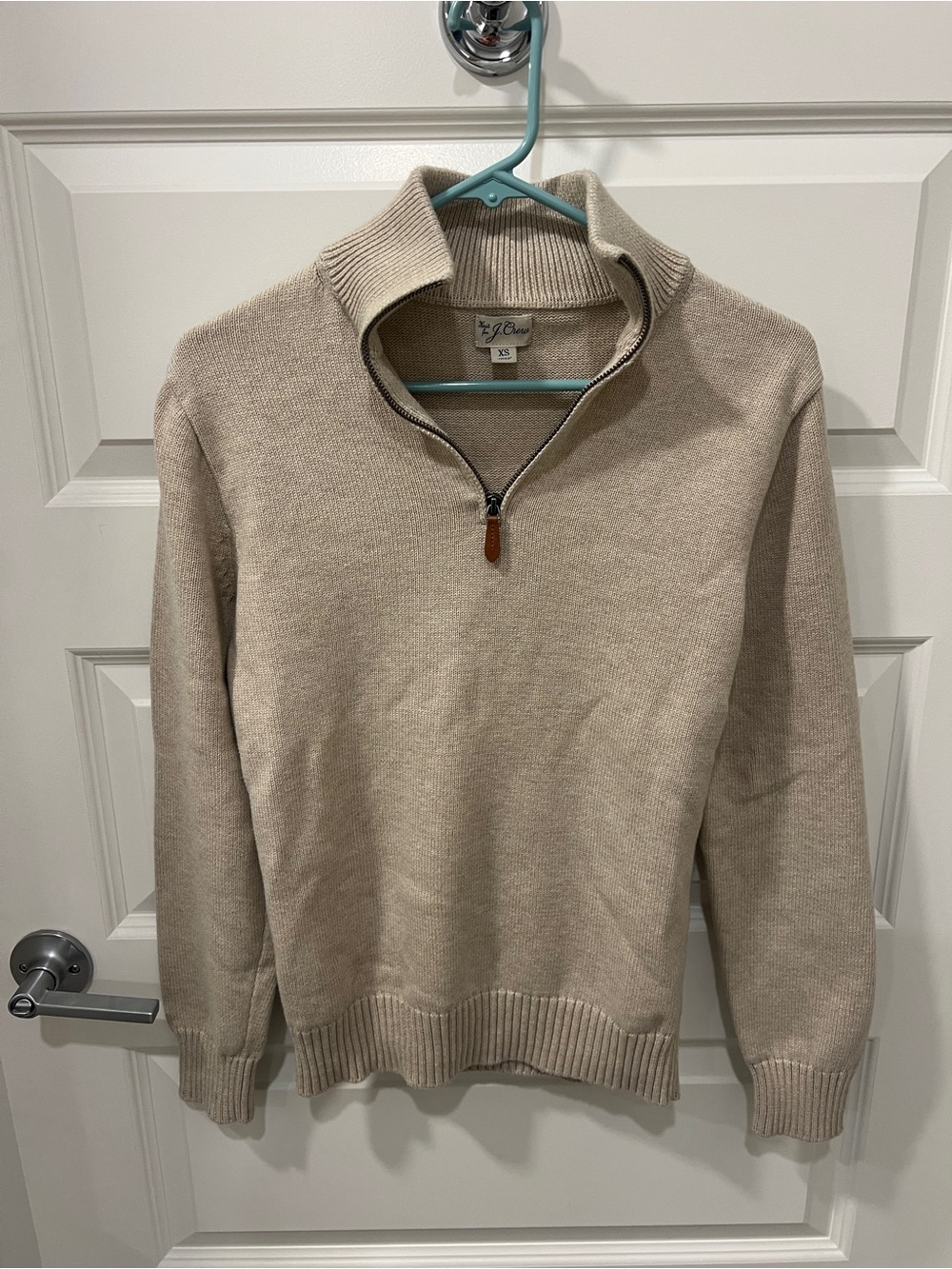 J. Crew Men's Quarter-Zip Sweater in Beige